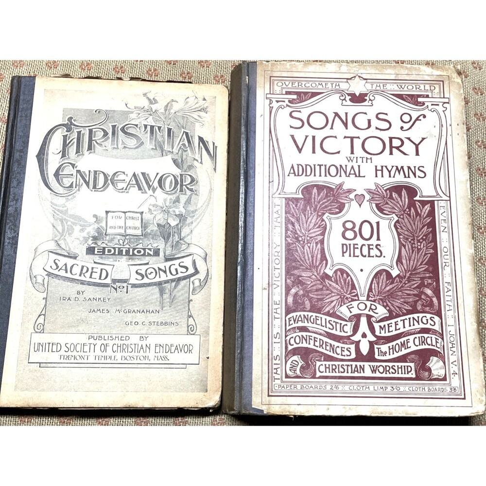 Antique Christian Song Book Lot Hymns Christianity Religious Books Sacred Songs